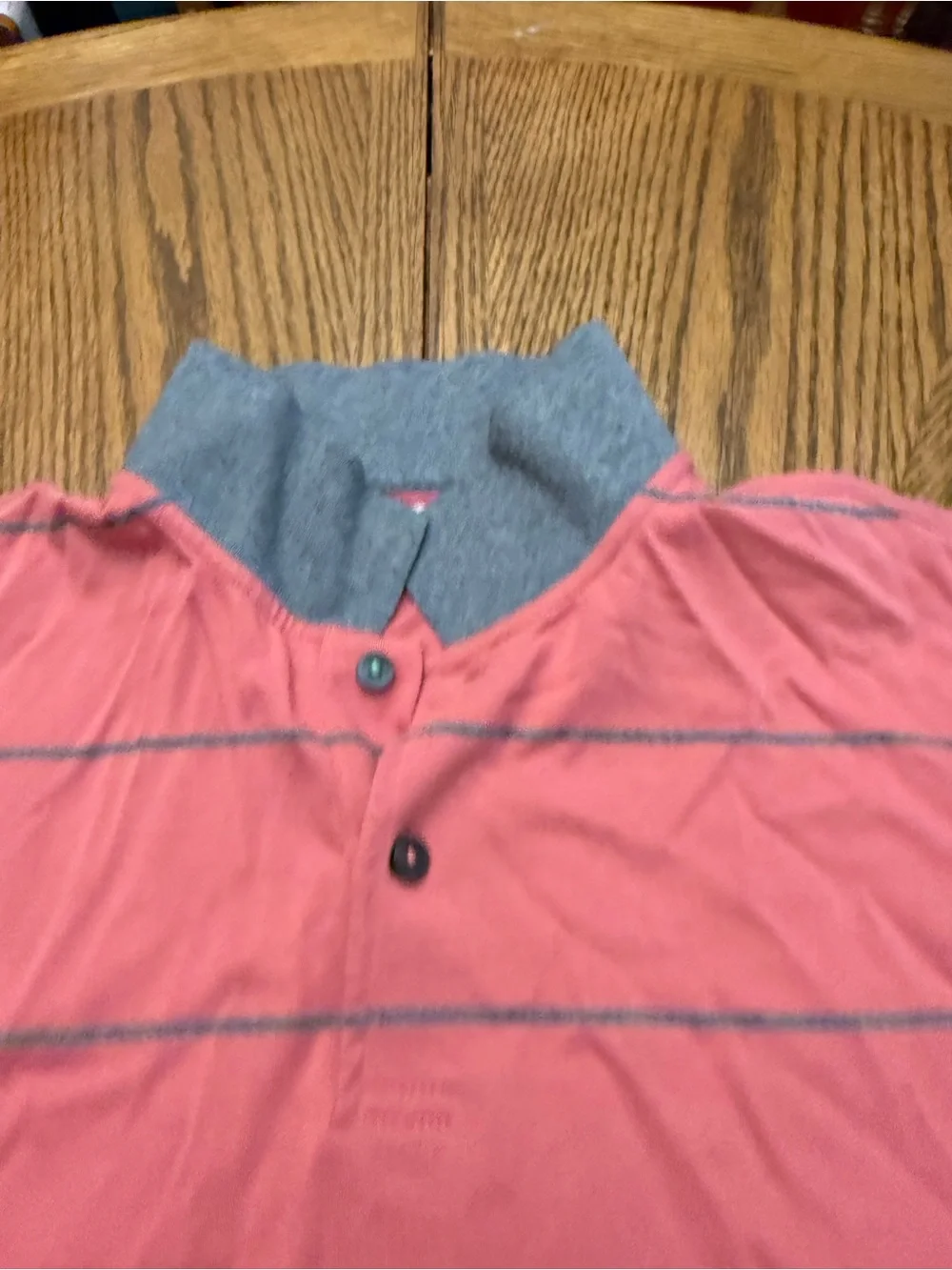 Linksoul Coral Stripe Polo with Gray Collar